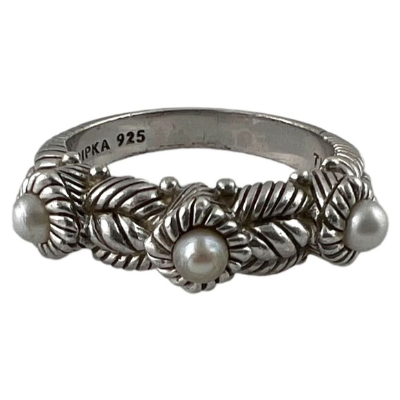 Judith Ripka Sterling Silver Pearl Ring Size 7 3/4 #12816 - Picture 1 of 7